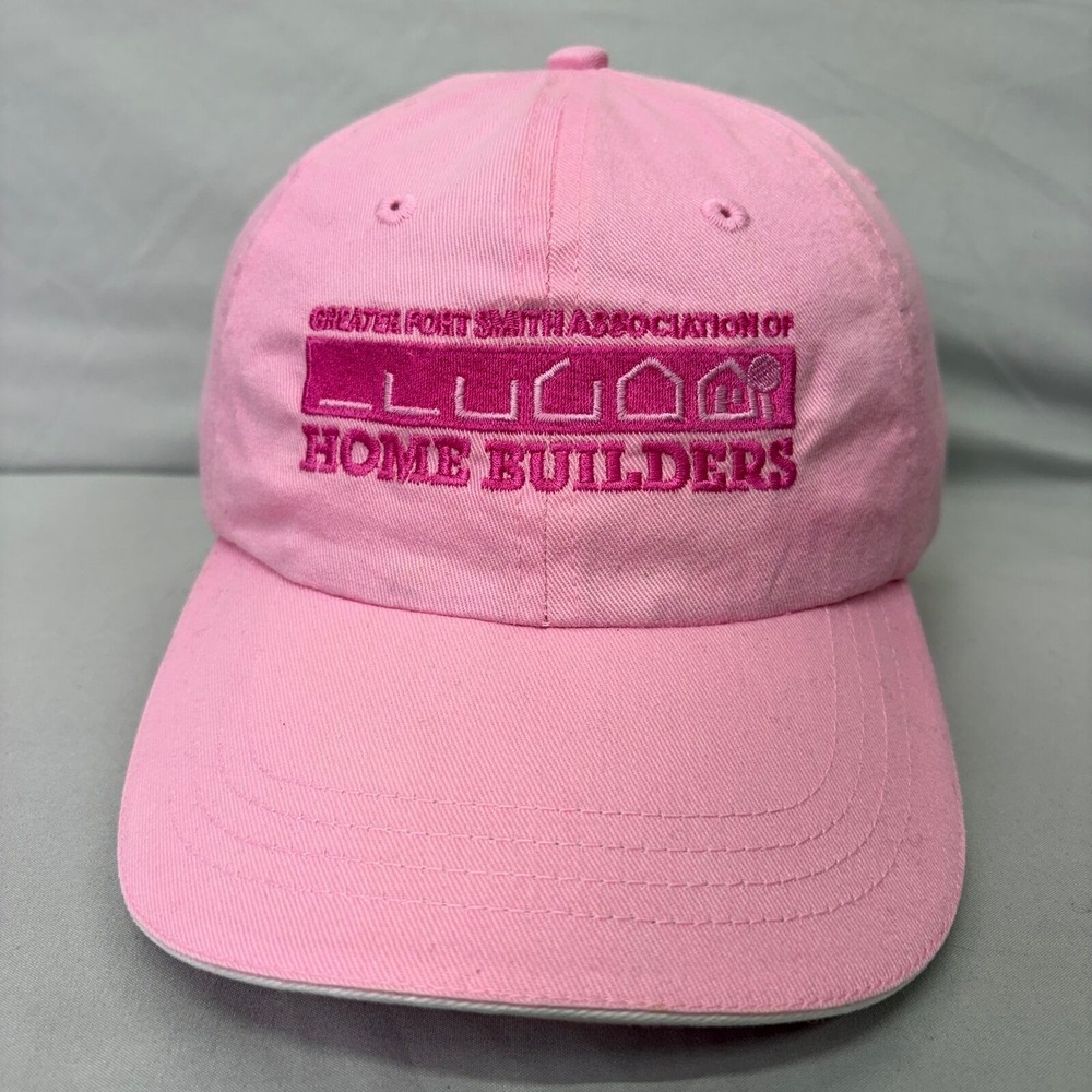 Cap America Home Builders Hat Pink Unisex OSFM Embroidered Logo Adjustable